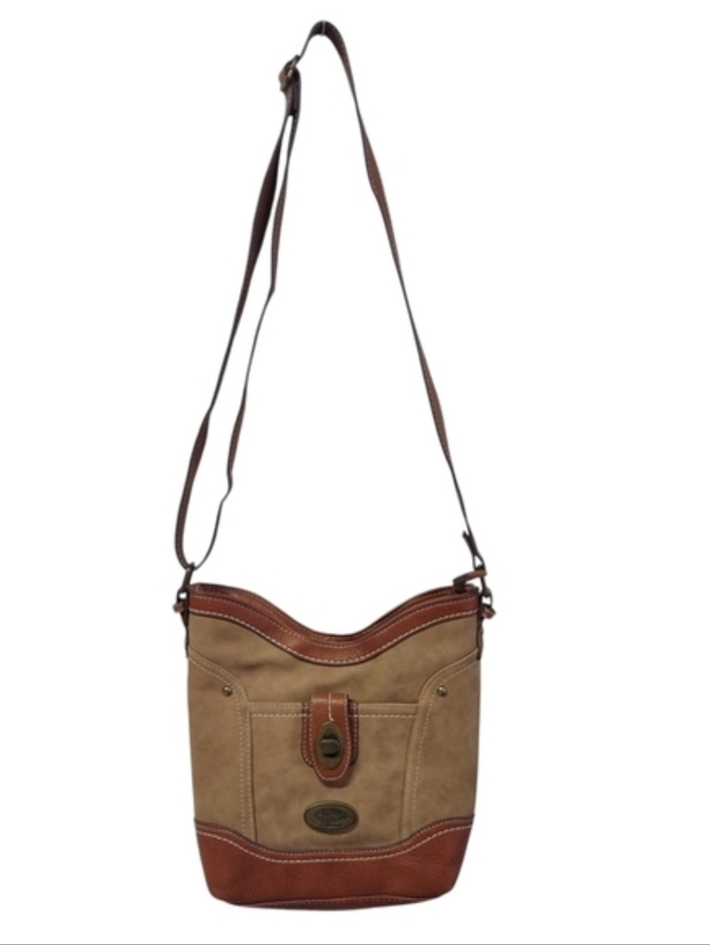 BOC Faux Leather Shoulder/Crossbody Bag Purse Brown Lined Pockets Dividers